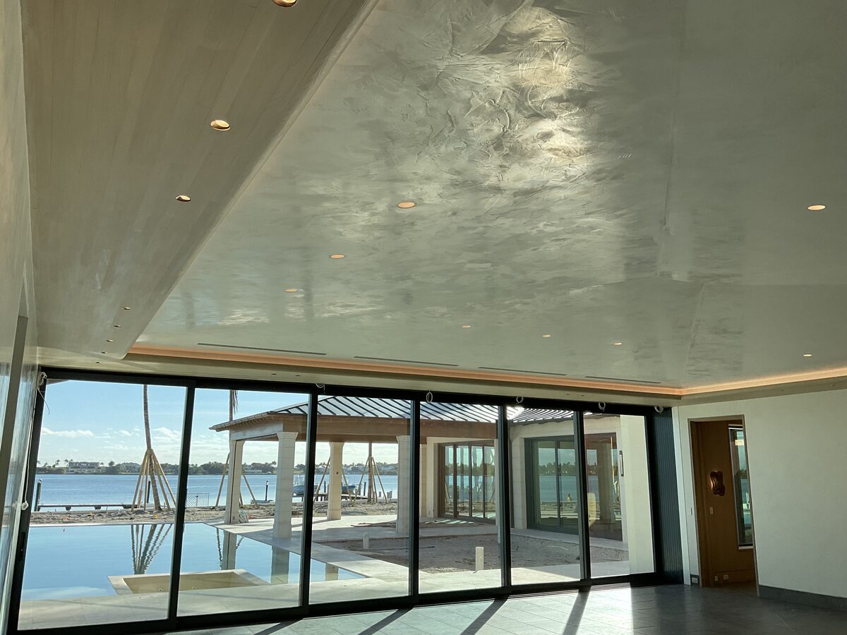 Polished plaster ceiling overlooking waterfront