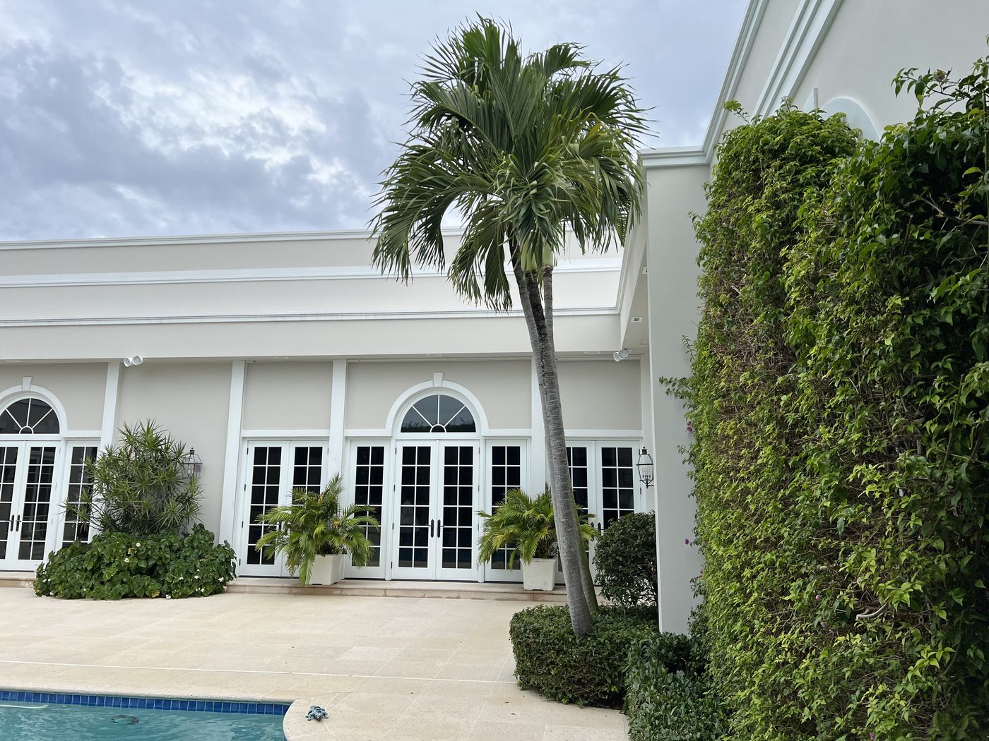 Classical white-columned estate, exterior finish