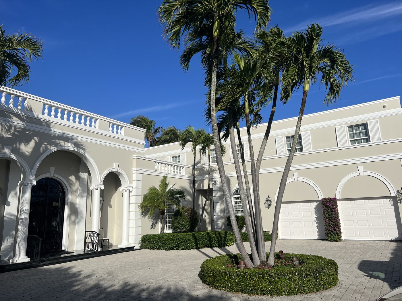 Classical estate courtyard, freshly painted exterior